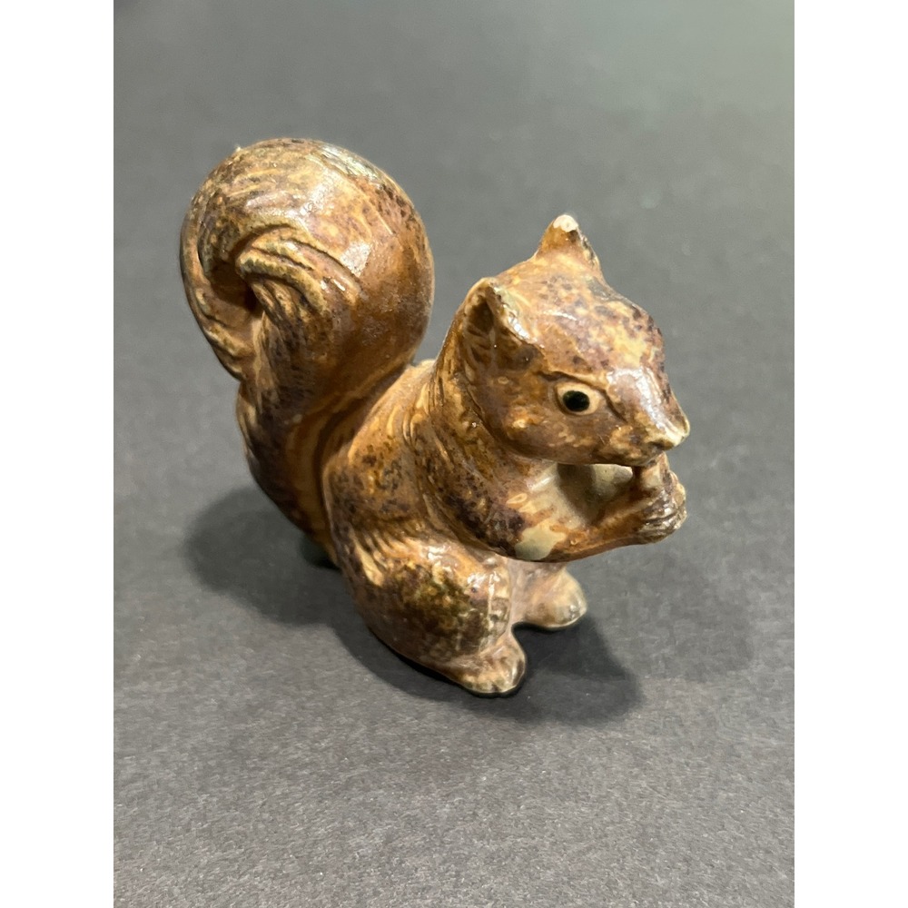 Vintage Dicknal Creation Ceramic Squirrel Figurine Brown Glaze Japan Miniature
